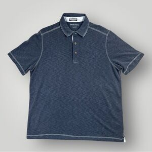 Johnston & Murphy Polo Shirt Men’s Large Blue/Grey Modal Blend Short Sleeve